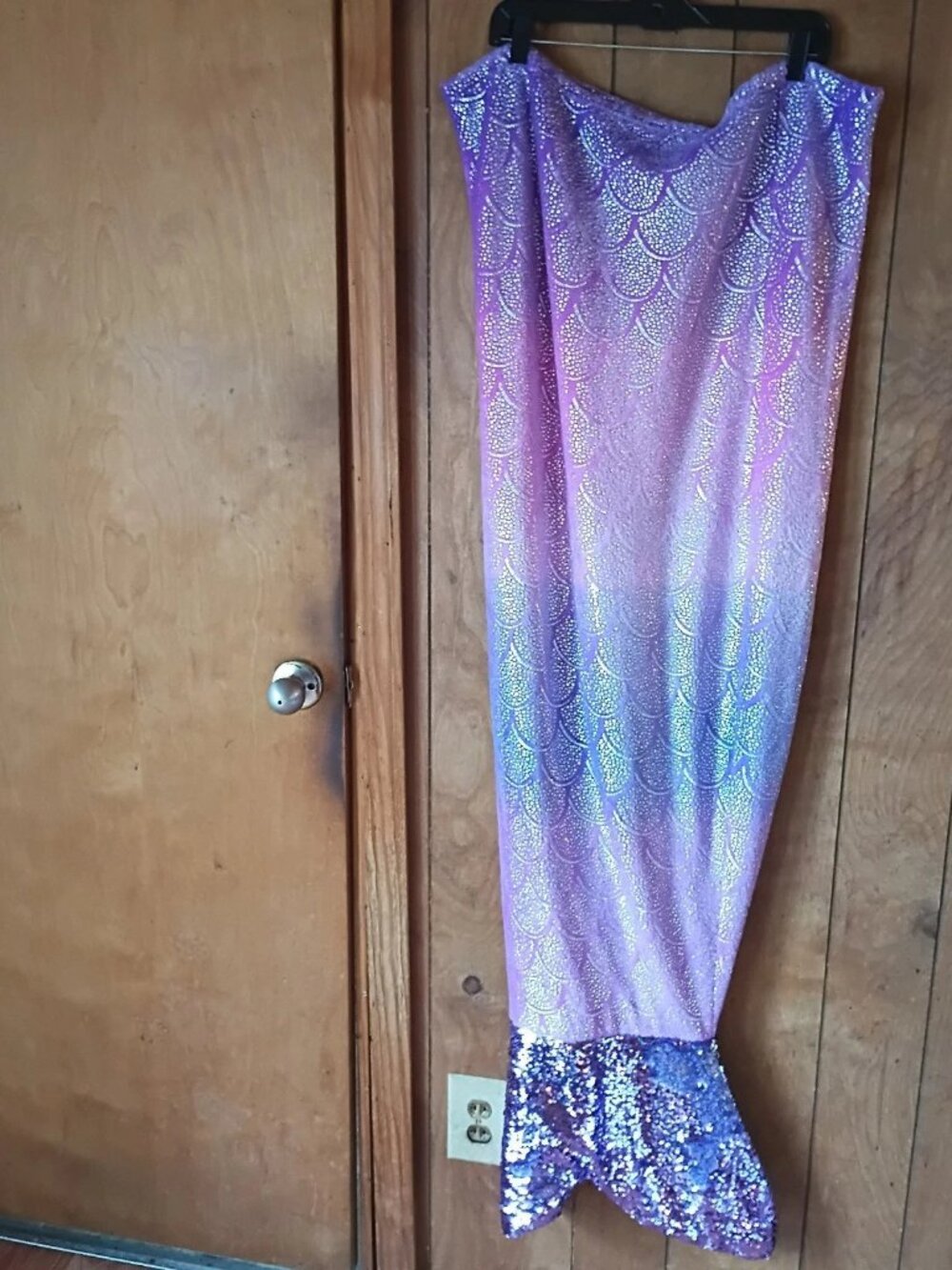 Girls Mermaid Tail Sleep Sack Blanket Purple Pink Fleece Sequin Fin Cozy Costume